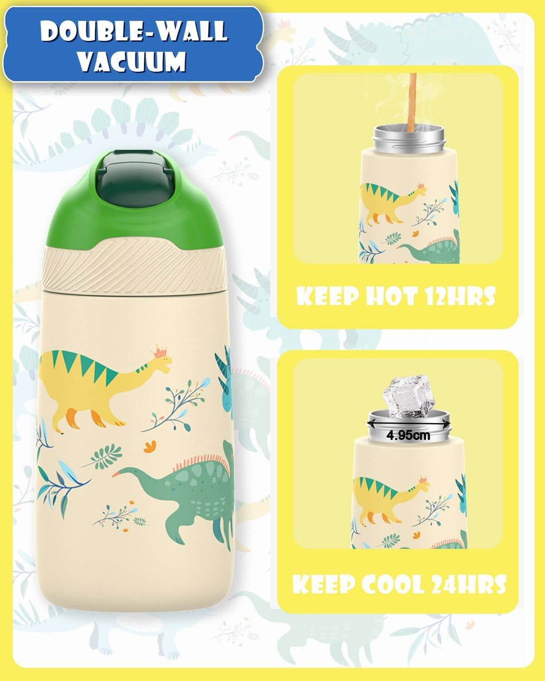 kids stainless steel water bottle details