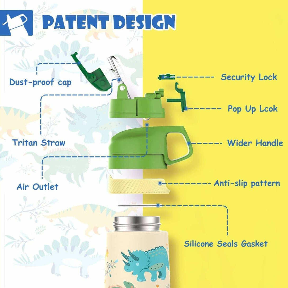 kids stainless steel water bottle details